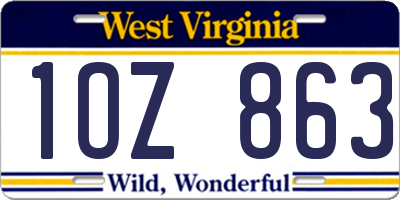 WV license plate 1OZ863