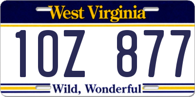 WV license plate 1OZ877
