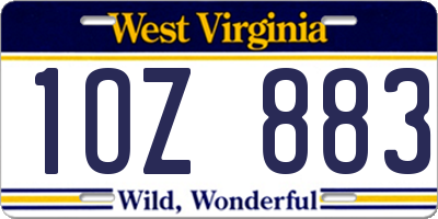WV license plate 1OZ883