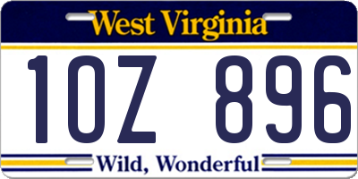 WV license plate 1OZ896