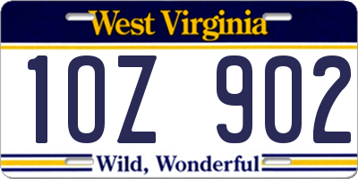 WV license plate 1OZ902