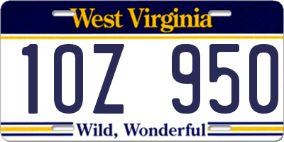 WV license plate 1OZ950
