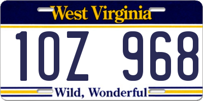 WV license plate 1OZ968