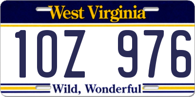 WV license plate 1OZ976