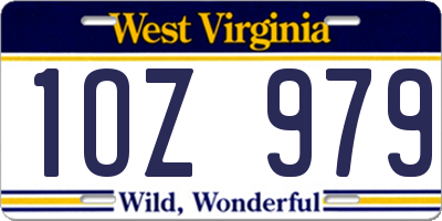 WV license plate 1OZ979