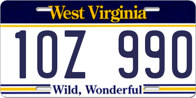WV license plate 1OZ990