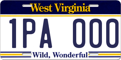 WV license plate 1PA000