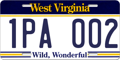 WV license plate 1PA002
