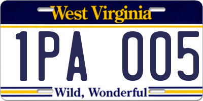 WV license plate 1PA005