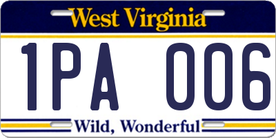 WV license plate 1PA006