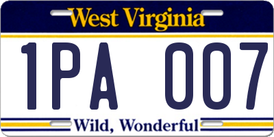 WV license plate 1PA007