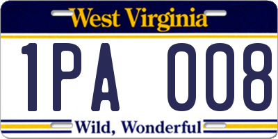WV license plate 1PA008