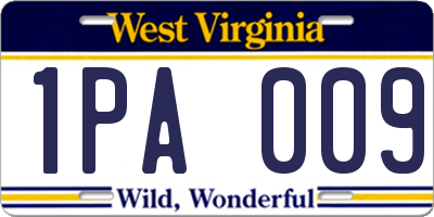 WV license plate 1PA009