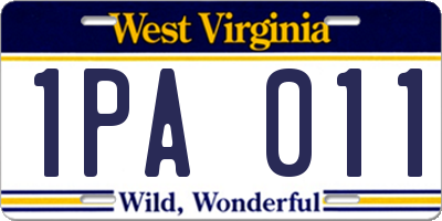 WV license plate 1PA011