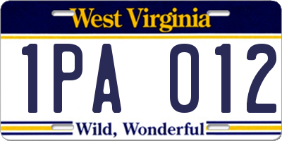 WV license plate 1PA012