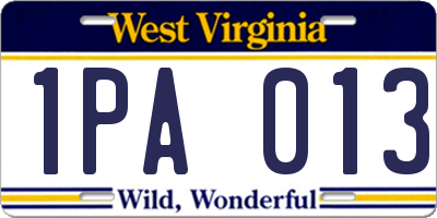 WV license plate 1PA013