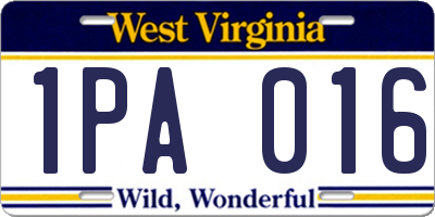 WV license plate 1PA016