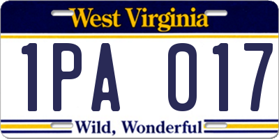 WV license plate 1PA017