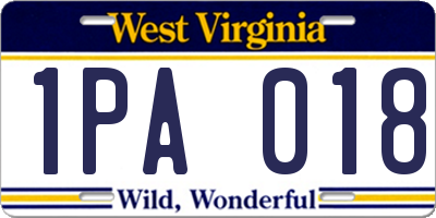 WV license plate 1PA018