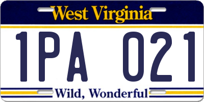 WV license plate 1PA021