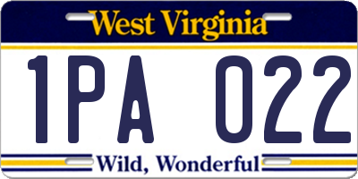 WV license plate 1PA022