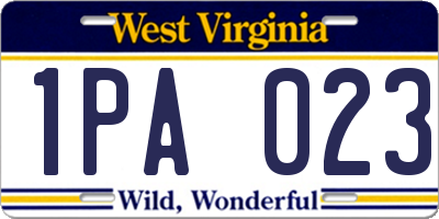 WV license plate 1PA023