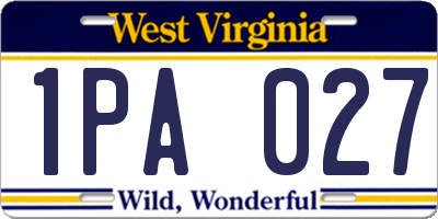 WV license plate 1PA027
