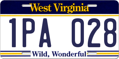 WV license plate 1PA028