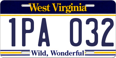 WV license plate 1PA032