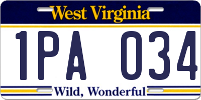 WV license plate 1PA034