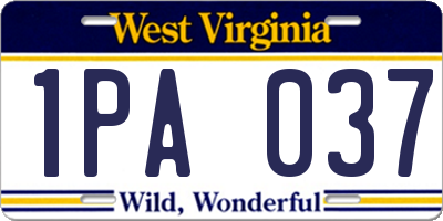 WV license plate 1PA037