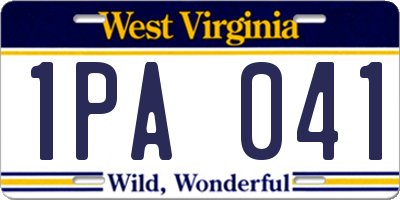 WV license plate 1PA041