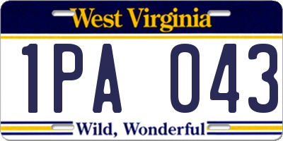 WV license plate 1PA043