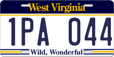 WV license plate 1PA044