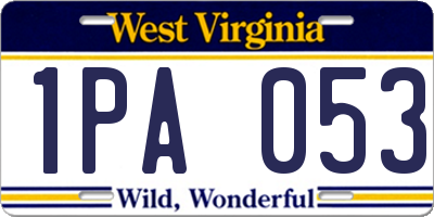 WV license plate 1PA053