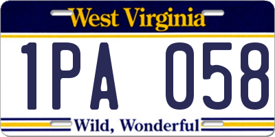 WV license plate 1PA058
