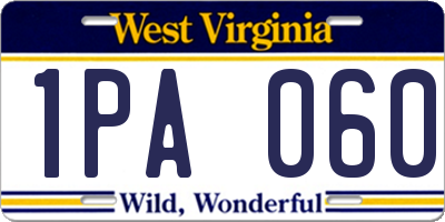 WV license plate 1PA060