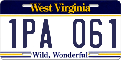 WV license plate 1PA061