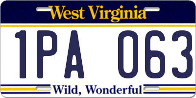 WV license plate 1PA063
