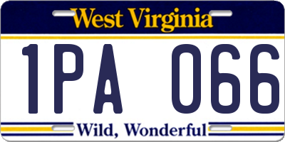 WV license plate 1PA066