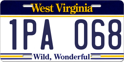 WV license plate 1PA068
