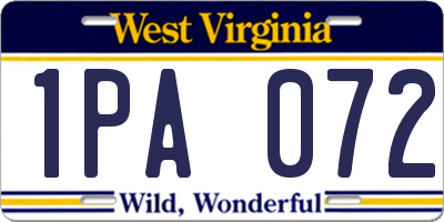 WV license plate 1PA072