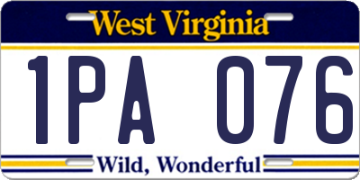 WV license plate 1PA076