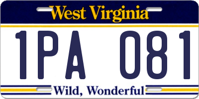 WV license plate 1PA081