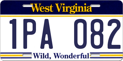 WV license plate 1PA082