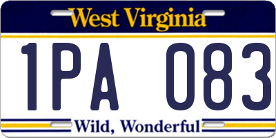 WV license plate 1PA083