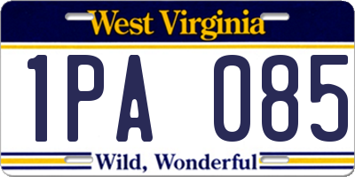 WV license plate 1PA085