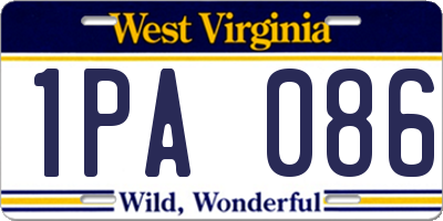 WV license plate 1PA086