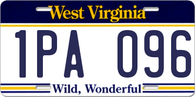 WV license plate 1PA096
