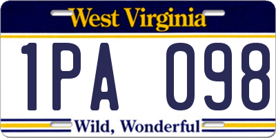 WV license plate 1PA098